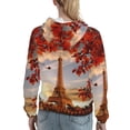thumbnail image 7 of Fotbe Eiffel Tower Pattern Womens Long Sleeve Hoodie, Pullover Hooded Sweatshirt, Kangaroo Pocket Hoodie with Eye-catching Drawstrings-Large, 7 of 7