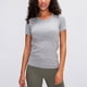 thumbnail image 2 of Gibobby Playera de Manga Corta con Cuello Redondo Camiseta deportiva manga corta con cuello redondo para mujer, camiseta deportiva para correr(Gris,M), 2 of 5