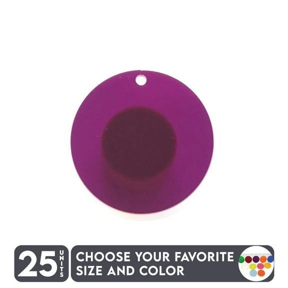 25 Units Acrylic Circle Blanks With Hole 1/8" Thick – Tranlucent Colors – (Size 2") Made in USA