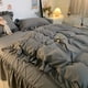 thumbnail image 3 of Juego de cama estilo princesa Ins para mujer, linda niña, color sólido, volantes, funda de edredón, sábana tamaño queen y king, falda de cama, fundas de almohada, 3 of 6