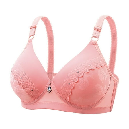 YWDJ Bras for Women Plus Size Push up Comfortable Bras No Wires Bras Adjustable Straps Half Cup Wrap Sleep Bras Padded Lace Comfy Bras Comfy Bras Pink M