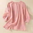 thumbnail image 4 of JGGSPWM Women's Stylish Cotton Linen Summer Blouse with Embroidery and V-Neck Design Pink XL, 4 of 8