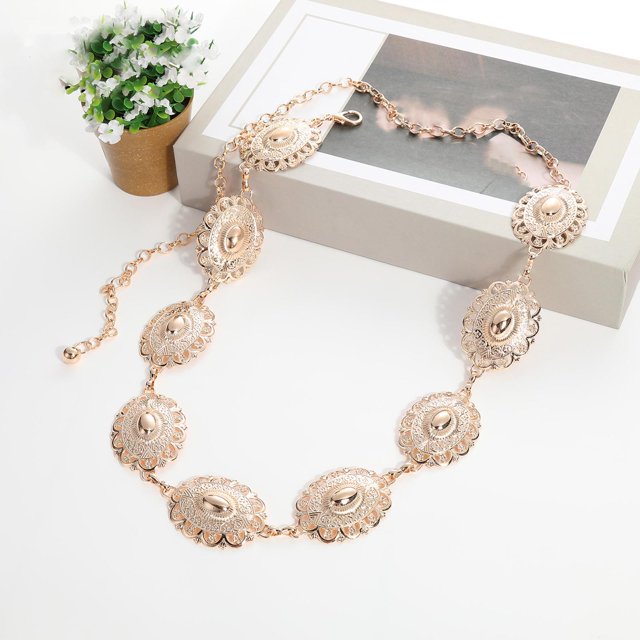 Cinturón de eslabones de cadena de cintura ovalada de metal elegante regalo de vacaciones multifuncional regalo de San Valentín para trabajar, ir de c Estilo A