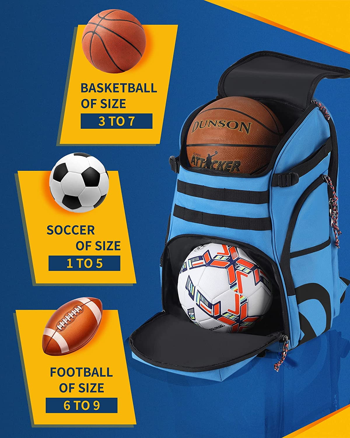 Large Basketball Bag Backpack for Men Women Basketball Bookbag with Ball Compartment Shoes Bag 35L Capacity Soccer Ball Bag Gym Backpack Fit Volleyball Football Sports Travel