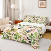 Castle Fairy Animal Owl Queen Sheet Sets for Boys Girls,Tree Leaves Bed Set