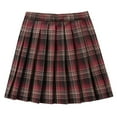 thumbnail image 4 of Women's Skirts Casual Plaid High Waist Pleated A Line Mini Skirt Summer Clothes for Women Wine XXL, 4 of 4