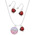 thumbnail image 1 of Delight Jewelry Silvertone Domed Multi Color DH Red Lucky Ladybug Necklace and Dangle Earrings Set, 1 of 6