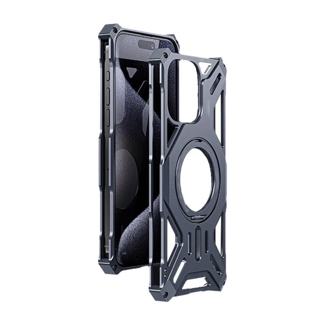 Wartleves Funda para teléfono móvil sin bordes con imán de aleación de aluminio para iPhone D1P0 M