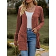 thumbnail image 3 of Franhais Women Fashion V-Neck Cardigan Solid Color Rib Long Sleeve Sweater Button-Down Fall Casual Soft Knit Coat, 3 of 7