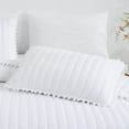 thumbnail image 6 of Chezmoi Collection Iris 3-Piece Washed Microfiber Quilt Set with Pom Pom Trim – Soft Lightweight Bedspread Bedding Set, Queen, White, 6 of 9