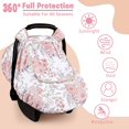 thumbnail image 2 of Funda de asiento de coche HNHUAMING para bebés y niñas, diseño floral rosa, 2 of 7