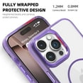 thumbnail image 7 of ELEHOLD Clear Magnetic Wallet Case For iPhone 13 , Mag Safe Compatible Transparent Hard PC + TPU Back Shockproof Protection Case Cover with Magnetic Card Holder ,Purple, 7 of 7