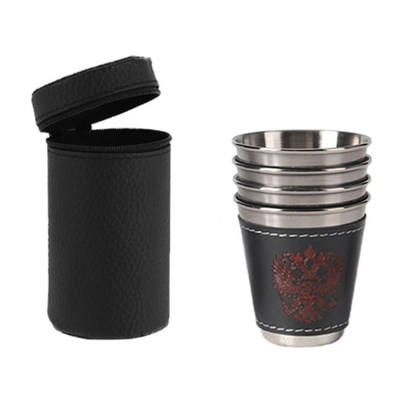 Steel Shot Glass Set with Cover, 30/70/180ml Capacity, Portable for Parties & Travel
