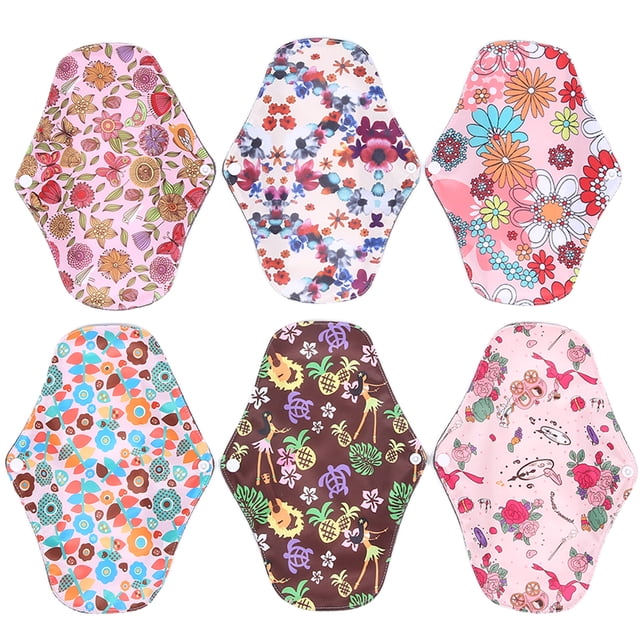 6 almohadillas sanitarias ANGGREK Almohadillas menstruales de Tela de Carbón de bambú 71 x 98in
