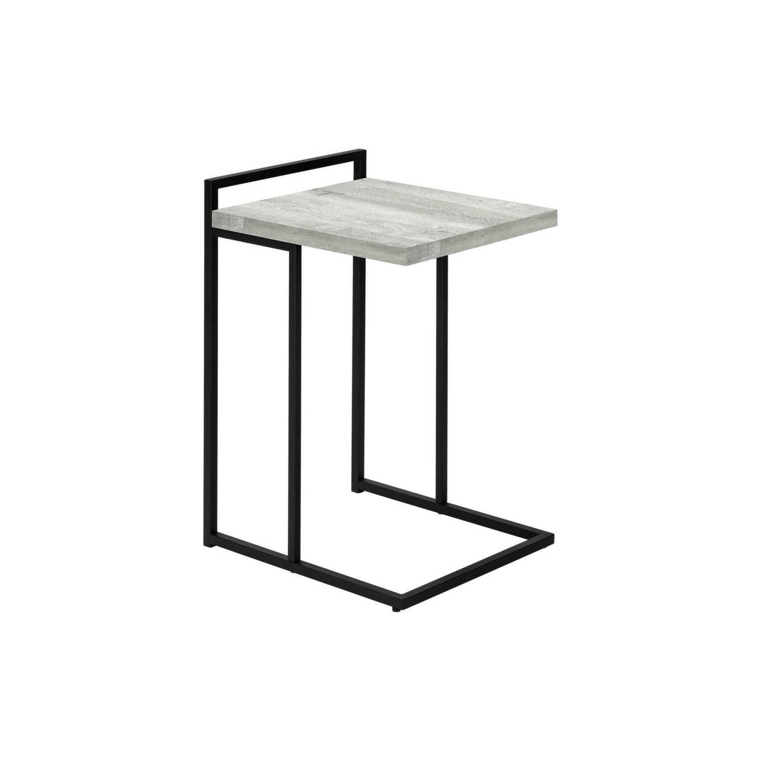C-Shaped Accent Table for Living Room & Bedroom Small End Table with Reclaimed Wood Look Top