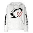 thumbnail image 4 of Women Waffle Knit Pullover Hoodie, Football Heart Graphic Long Sleeve Hooded Sweatshirt, Oversized Game Day Fan Top with Kangaroo Pocket for Sports Party Daily Fall Wear, 4 of 5