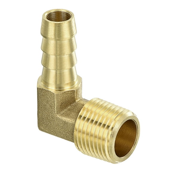 Brass Hose Barbed Elbow Fitting, 3/8" Barbx3/8" NPT Male 90 Degree