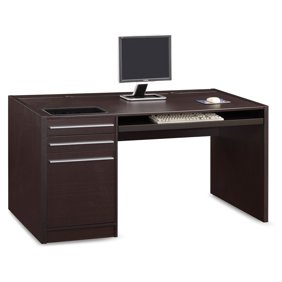 Bestar Hampton Executive Computer Desk Sand Granite Amp Charcoal Walmart Com Walmart Com