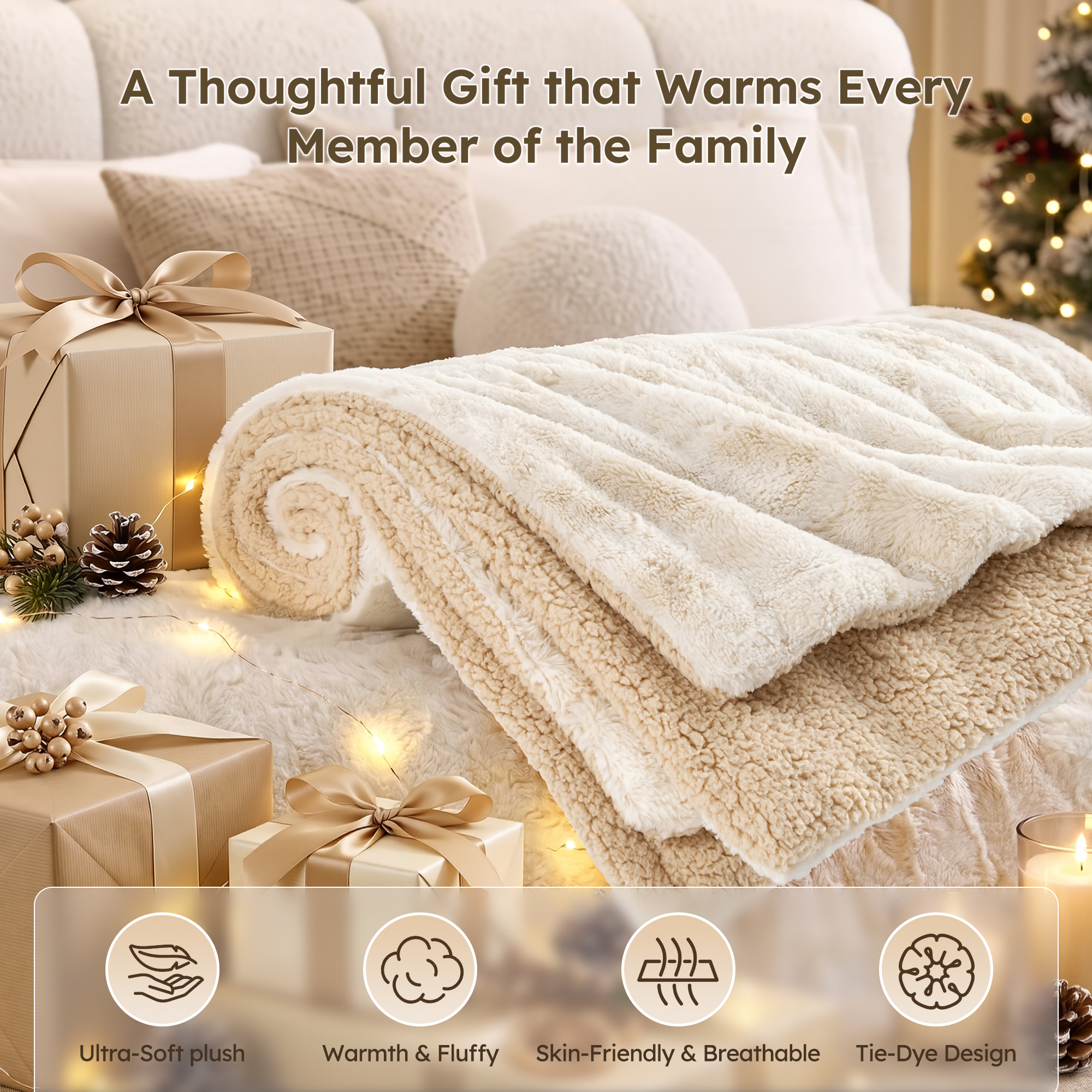 Marnur Heated Throw Blanket 50" x 60" Tie-Dye Off-White photo 8