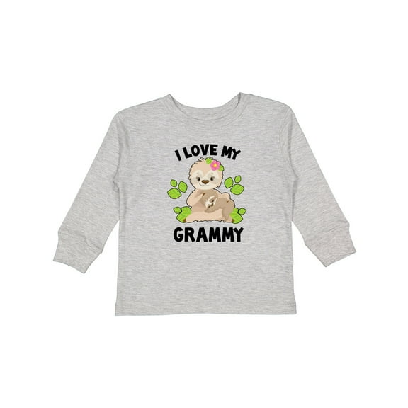 Inktastic Cute Sloth I Love My Grammy with Green Leaves Boys or Girls Long Sleeve Toddler T-Shirt