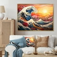 thumbnail image 2 of Designart "Sunset Waves of Kanagawa in Japanese Style VI" Extra Large People Framed Wall Art - Global Blue Japan Art Hallway Framed Wall Art Decor, 2 of 7