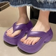 thumbnail image 2 of HNMKIU Slippers for Women Outdoor Summer Beach Flip Flops Thick Sole Comfortable Open Toe Sandals Casual Everyday Footwear Platform Women Style Purple,8.5, 2 of 8
