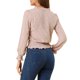 thumbnail image 3 of Blusa casual de manga farol con estampado floral de Allegra K para mujer, color rosa, talla XS, 3 of 7