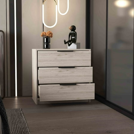 Newboti Furniture Dresser 27"H, 3 Drawers Dresser, Superior Top, Light Gray 44233