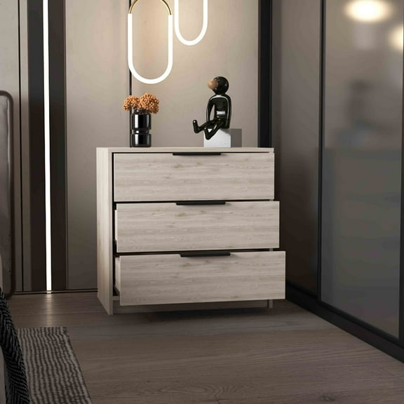 Newboti Furniture Dresser 27"H, 3 Drawers Dresser, Superior Top, Light Gray 44233