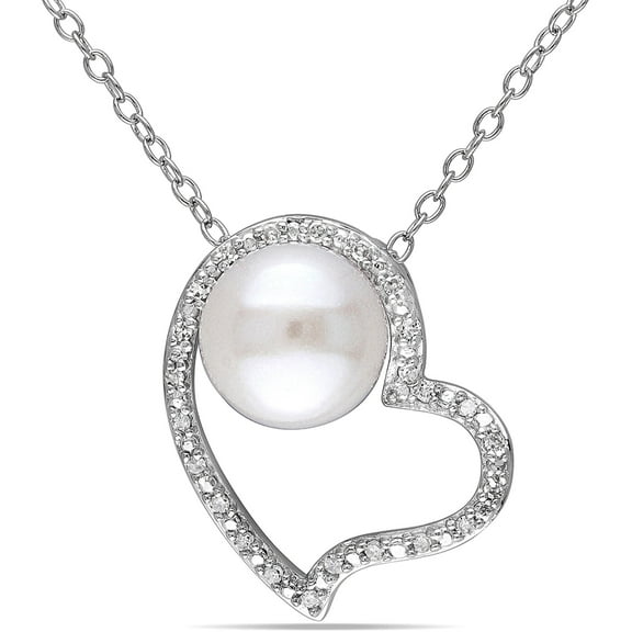 Everly Women's Cultured Pearl and Diamond Sterling Silver Necklace