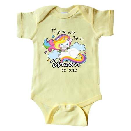 

Inktastic If you can be a Unicorn be One with Rainbow Unicorn in Cloud Gift Baby Boy or Baby Girl Bodysuit
