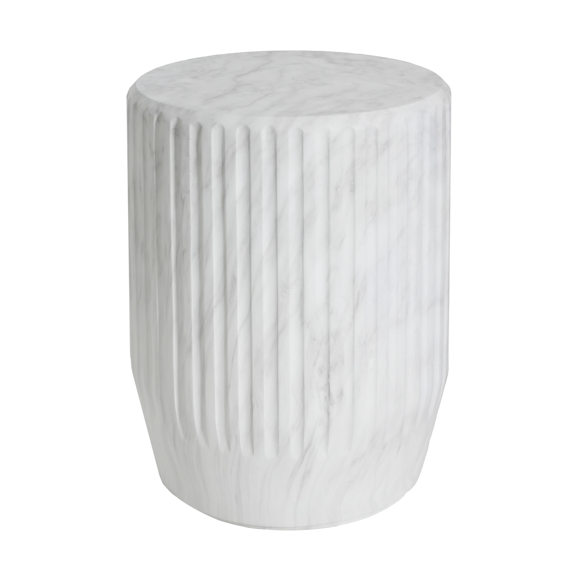 Christopher Knight Home Ribbed Side Table, Lightweight Concrete Round End Table for Indoor & Outdoor Use, White