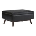 thumbnail image 2 of SIMPLIHOME Owen 34 inch Wide Rectangle Coffee Table Lift Top Storage Ottoman, Cocktail Footrest Stool in Upholstered Distressed Black Faux Air Leather, Mid Century Modern, Living Room, 2 of 6