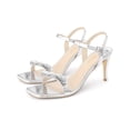thumbnail image 3 of BLISSFUL STEP Crystal Ankle Strap Heels Square Toe Stiletto Heel Sandals for Women Silver(Size 6), 3 of 7