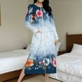 thumbnail image 2 of Aboser Zip Up Floral Bathrobes for Women Trendy Raglan Long Sleeve Robes Loose Long Nightgown Casual Zipper Front Loungewear with Pockets, 2 of 9