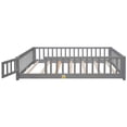thumbnail image 4 of Full Size Floor Bed for Children, Solid Wood Platform Bed Frame with Safety Fence & Door, Wood Slats, Durable Fun Design Floor Bed, for Girls and Boys, Gray, 4 of 7