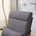 thumbnail image 3 of High Back Solid Wood Armrest Backrest Iron Frame Linen Indoor Leisure Chair Dark Grey, 3 of 9