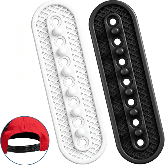 XIBUFE 2 Pack Snapback Extender Hat Extender Hat Size Snapback Adjustable Hats Snap Fastener Silicone 7 Hole Cap Half Size Extenders for Baseball Caps Repairing Replacement
