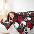 thumbnail image 3 of Castle Fairy Vintage Gothic Skull 7-Piece Twin Bedding,Deep Red Rose Bone Bedding Comforter Set,Ivory Red Black,Black Reversible, 3 of 7