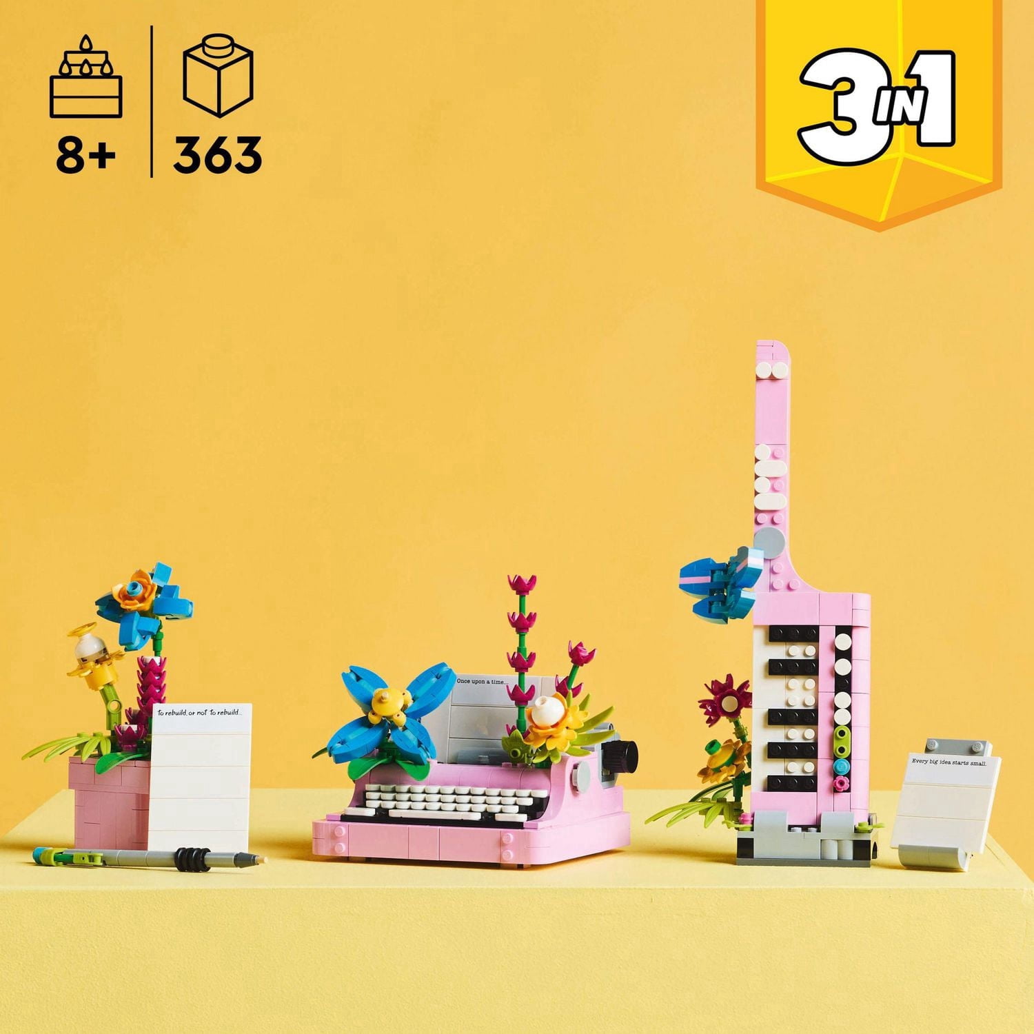 LEGO Creator La machine à écrire avec des fleurs 31169 Ensemble de construction (363 pièces)