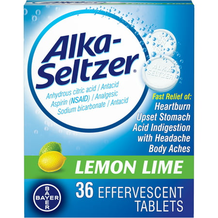 Alka-Seltzer Effervescent Tablets Lemon Lime 36 Tablets by