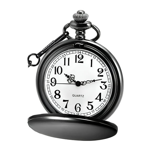 DESIGNICE Classic Vintage Stainless Steel Quartz Pocket Watch, Arabic Numerals Scale Mens Womens Pocket Watch with Chain