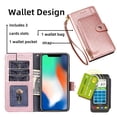 thumbnail image 1 of 1 funda para iPhone 14 Pro, funda de cuero con cremallera y tapa tipo billetera, soporte inalámbrico con 3 ranuras para tarjetas y 1 billetera, soporte con cierre magnético para iPhone 14 Pro, 1 of 5