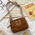 thumbnail image 5 of Women Corduroy Satchel Messenger Bag Student Tote Handbags Shoulder Bags BROWN, 5 of 8