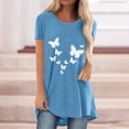 thumbnail image 3 of Mujeres moda Casual impresión camisas manga corta suelta Tee Tops túnica blusa Pompotops hfajkhk136519, 3 of 4