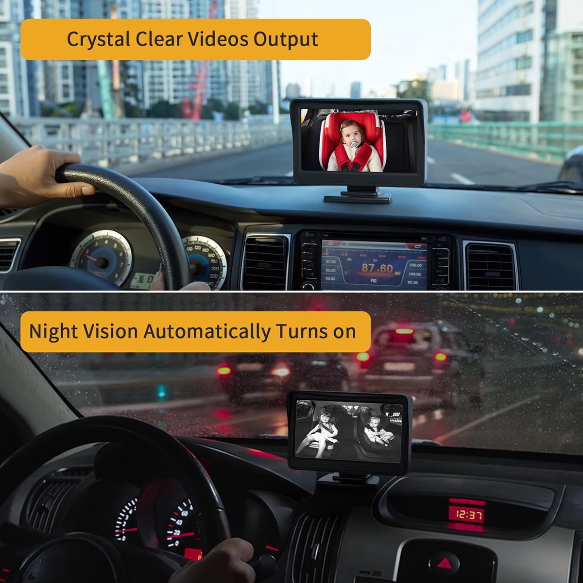 Baby Car Mirror with Night Vision Feature, View Infant in Rear Facing Seat, Wide Crystal Clear View