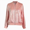 thumbnail image 4 of Towmus Women's Metallic Zipper Bomber Jacket Outwear Long Sleeve Tops Causal Lightweight Jacket Coats, 4 of 4