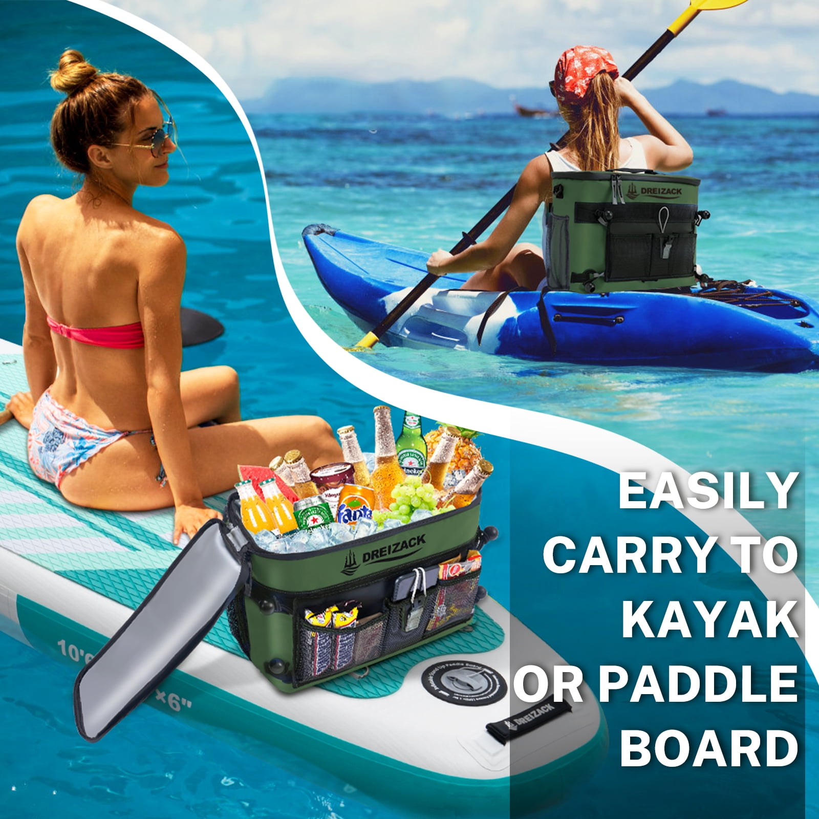 Dreizack Kayak Cooler Behind Seat Waterproof Cooler for Kayaking,Paddle Board Cooler Compatible with Lawn-Chair Seat Kayak Accessories Cooler Bag Kayak Cooler Tow Behind for Camping Fishing