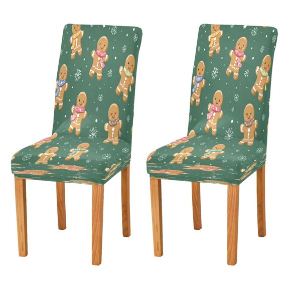 Chair Cover 2 Pack Removable Dining Chair Protectors Washable Chair Slipcovers Seat for Home Wedding Decor Gingerbread Christmas Theme Pattern