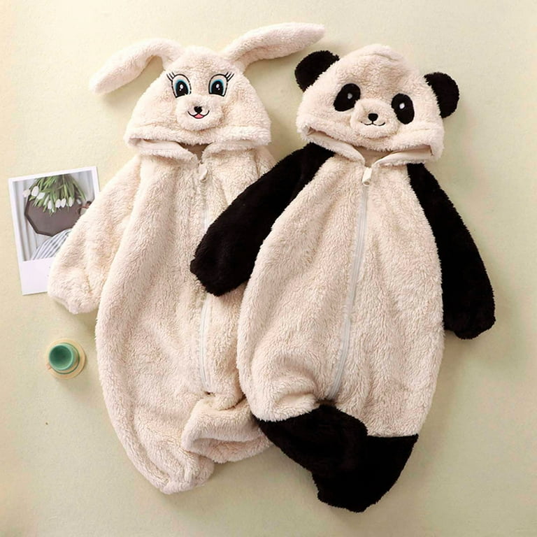 Unisex Baby Cute Bear Onesie Winter Sherpa Fleece Jumpsuit Romper